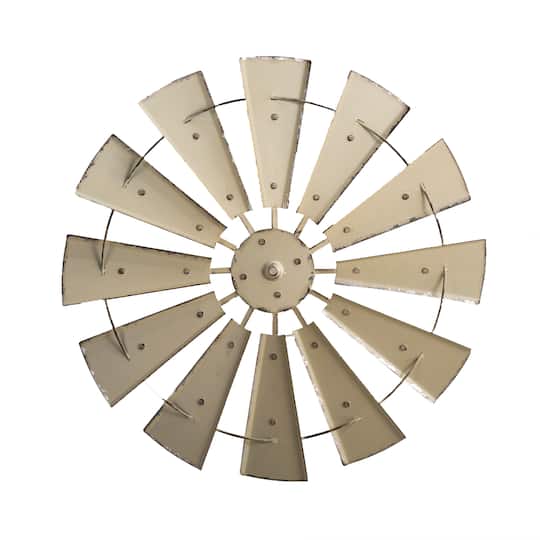 Glitzhome&#xAE; 28.5&#x22; Beige Metal Wind Spinner Wall D&#xE9;cor